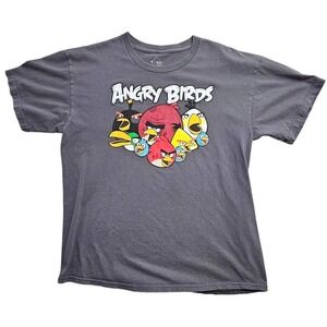 Angry Birds Graphic T-Shirt Mens Large Gray Short Sleeve Rovio Video Game Tee